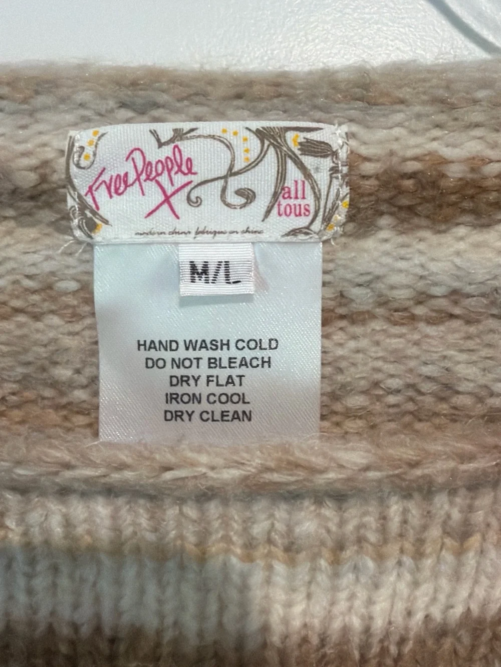 Free People Cropped Striped Crew Neck Sweater - Beige Multi